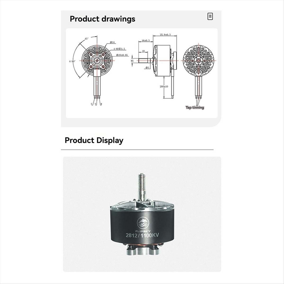 Rc Drone - 【Motor Parçaları】 2812 1100KV Fırçasız Motor,