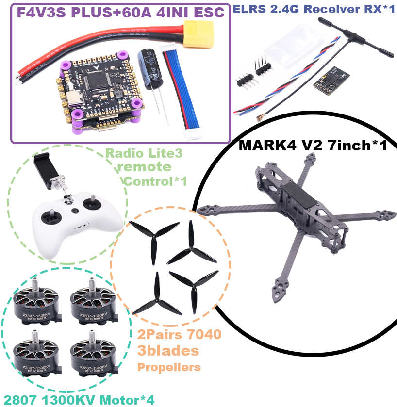 MARK4 7 inç F4V3S/F4V3S PLUS U - Carbon Fiber Drone Frame incelemesi ve fiyatı